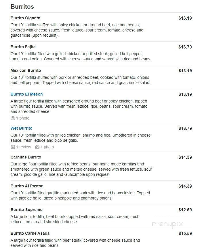 El Meson - Lebanon, IN menu_pic