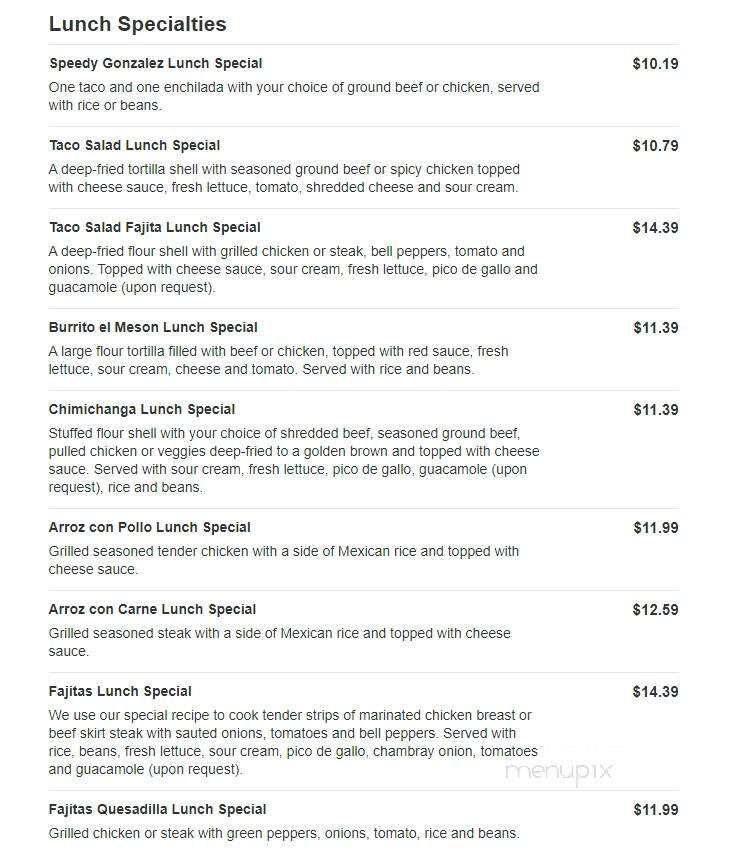 El Meson - Lebanon, IN menu_pic