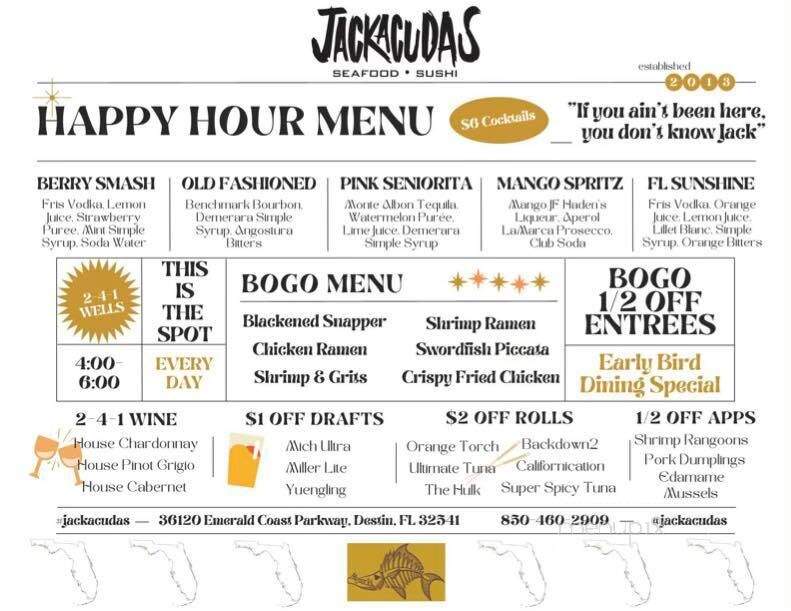 Jackacudas Seafood & Sushi - Destin, FL menu_pic
