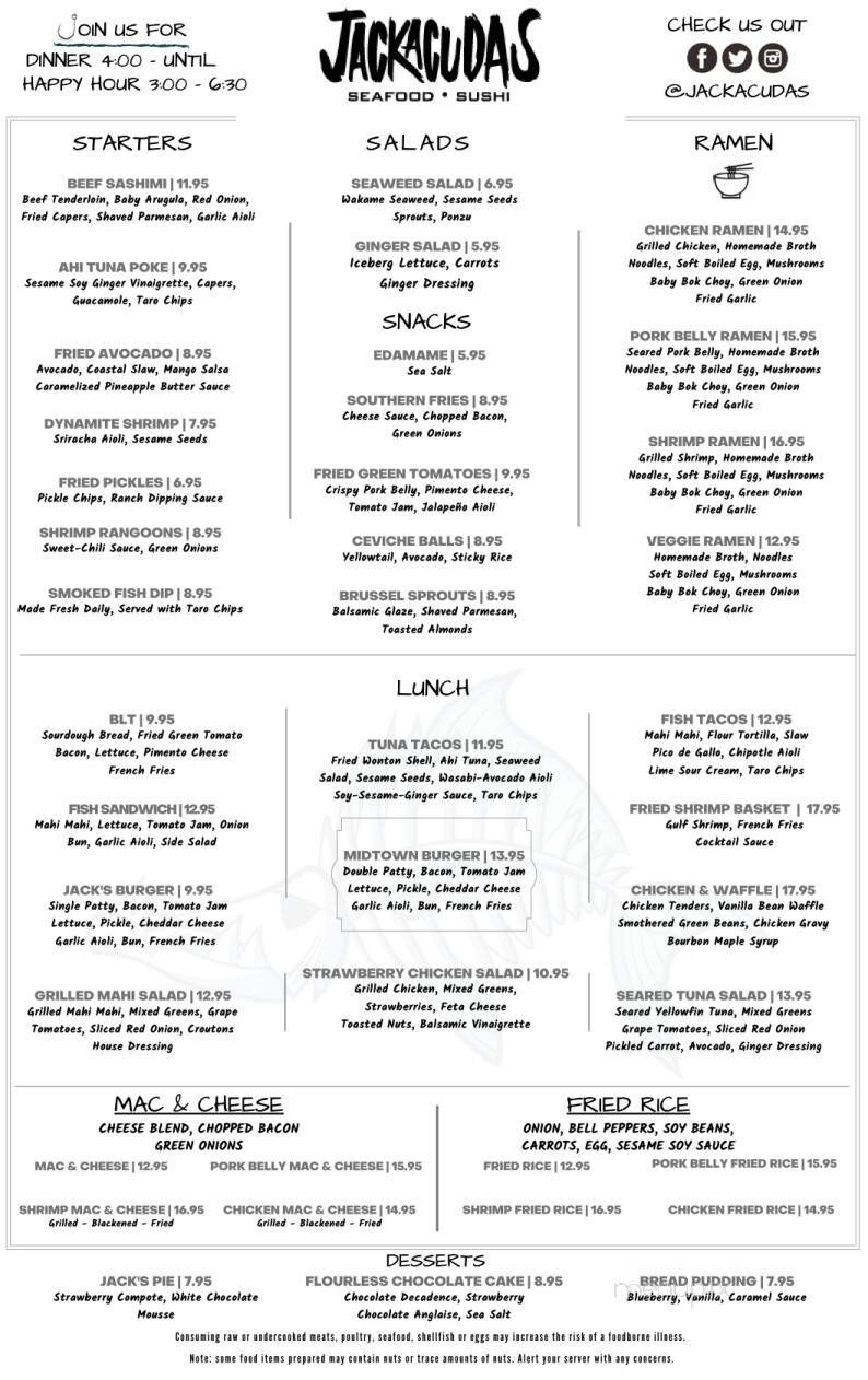 Jackacudas Seafood & Sushi - Destin, FL menu_pic