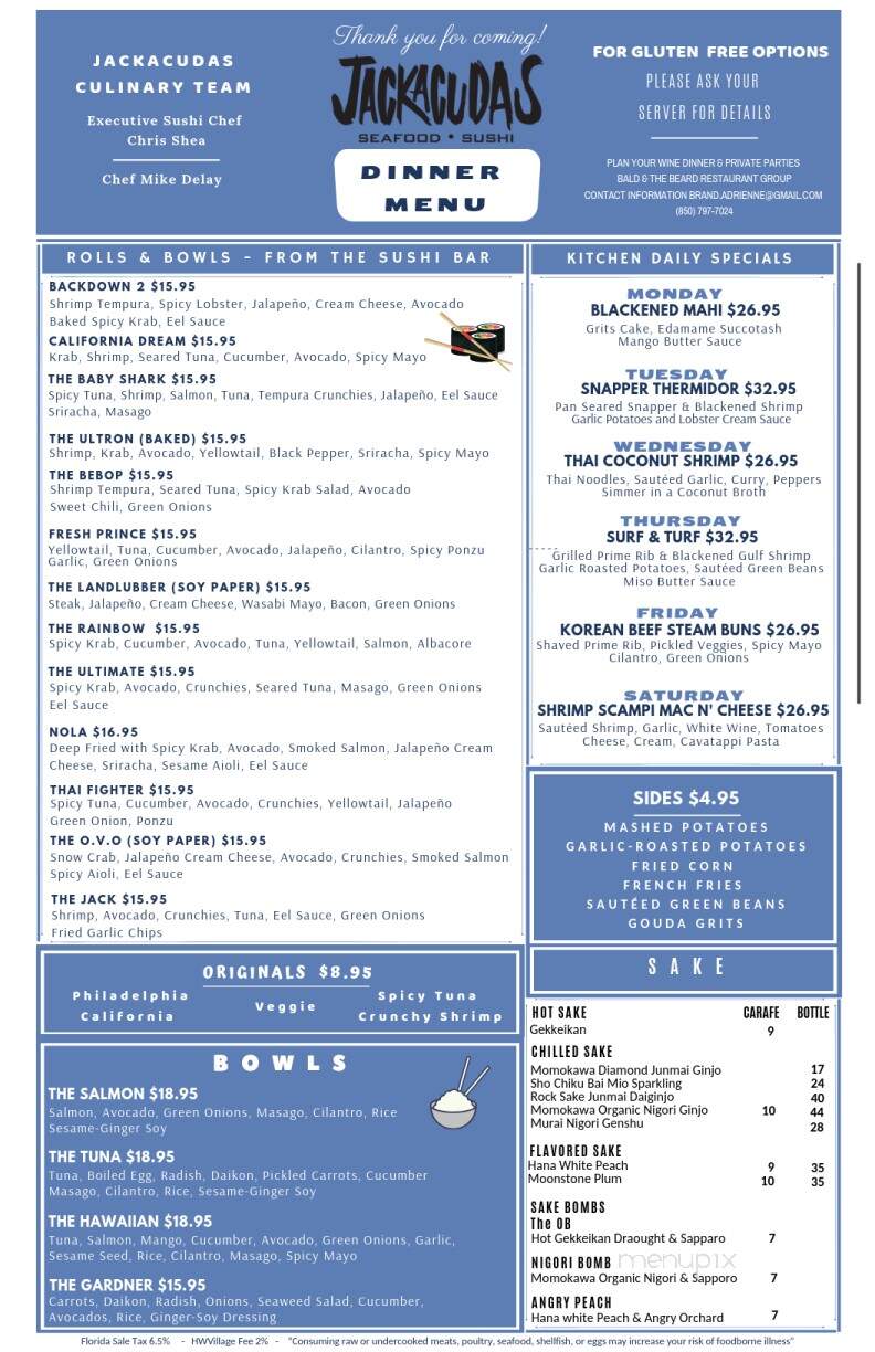 Jackacudas Seafood & Sushi - Destin, FL menu_pic