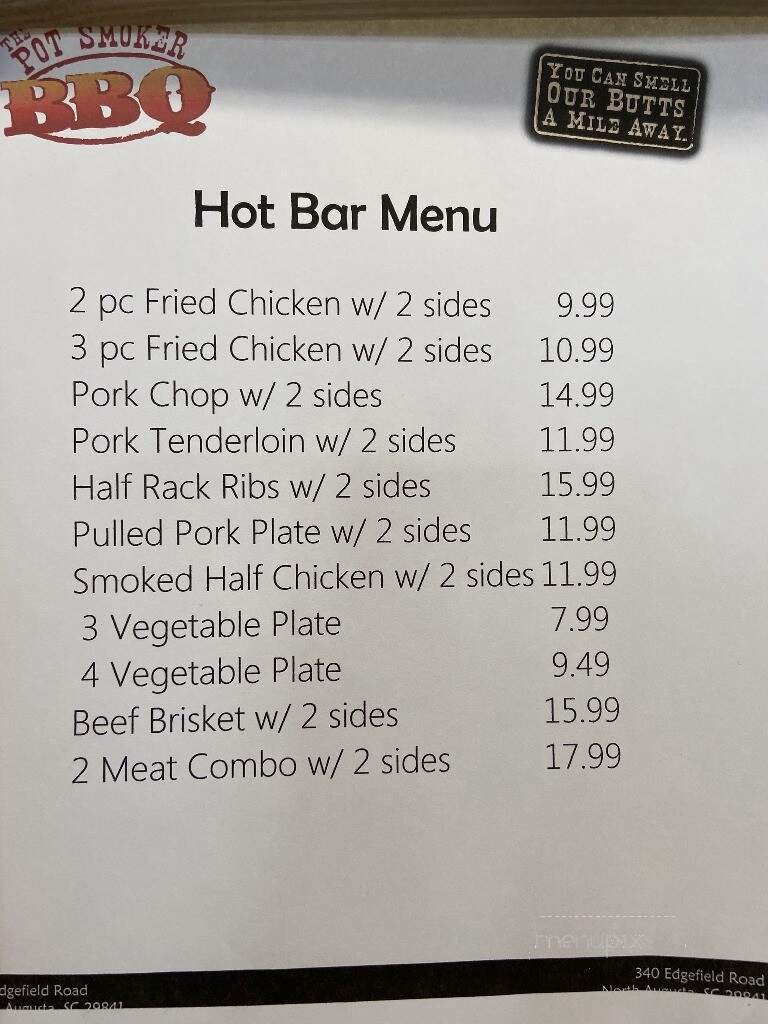 The Pot Smoker BBQ - North Augusta, SC menu_pic