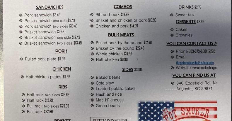 The Pot Smoker BBQ - North Augusta, SC menu_pic