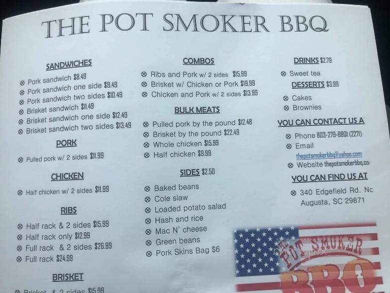 The Pot Smoker BBQ - North Augusta, SC menu_pic