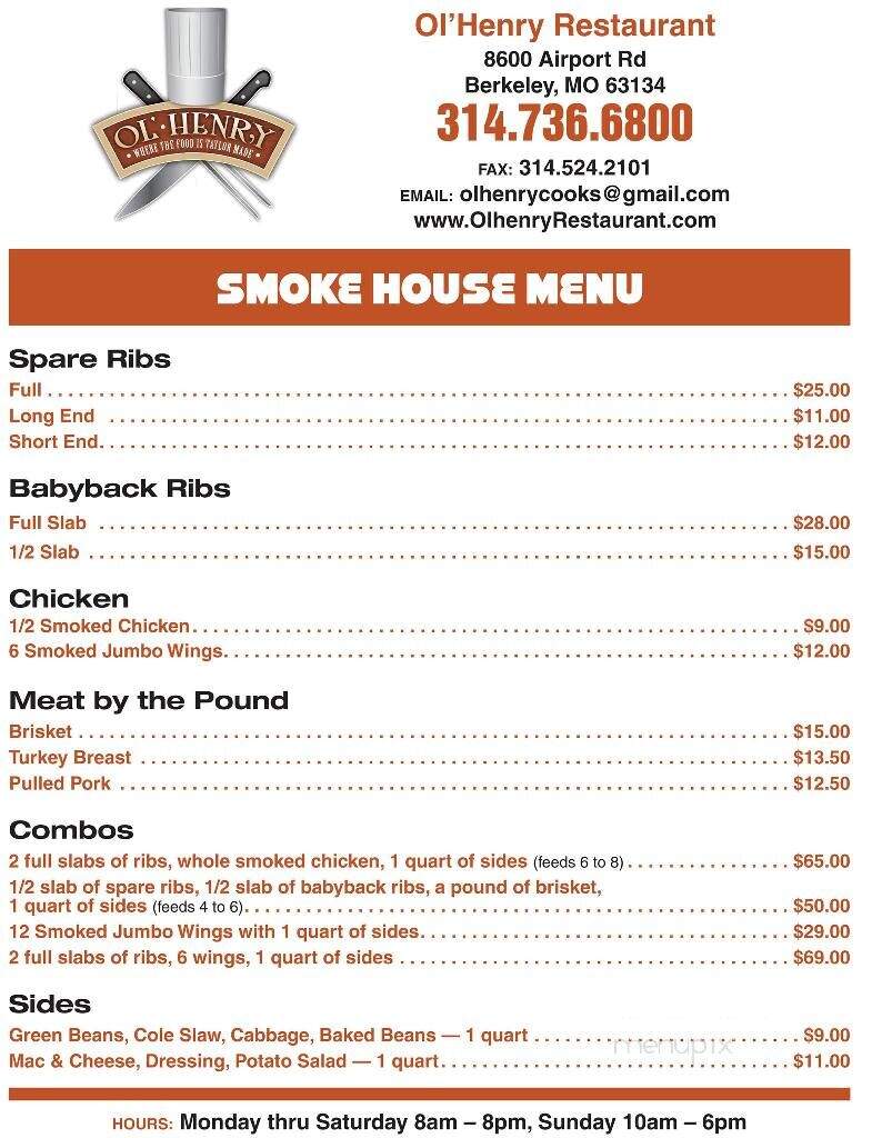 Ol'Henry's - Berkeley, MO menu_pic