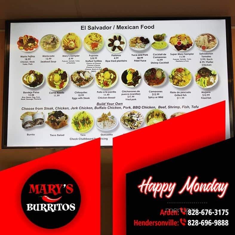 Mary's Burritos & Beer - Arden, NC menu_pic