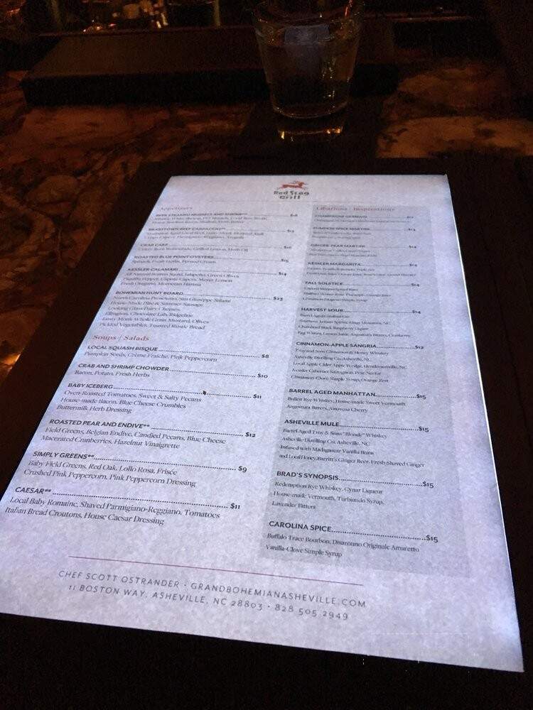 Grand Bohemian Hotel Asheville - Asheville, NC menu_pic