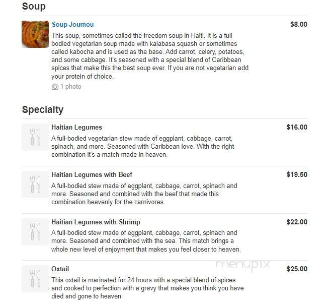 Chez Lama Haitian Cuisine - Nashville, TN menu_pic