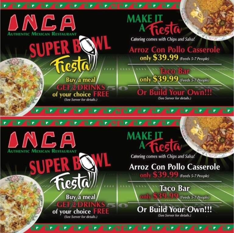 Inca Mexican Restaurant - Sioux Falls, SD menu_pic