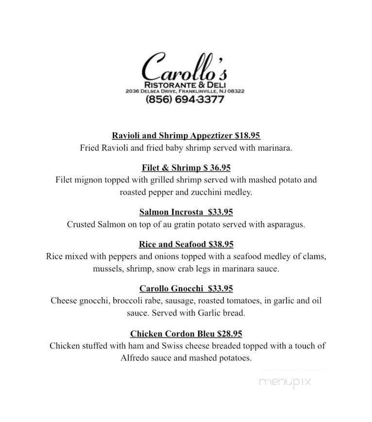 Carollo's - Franklin, NJ menu_pic