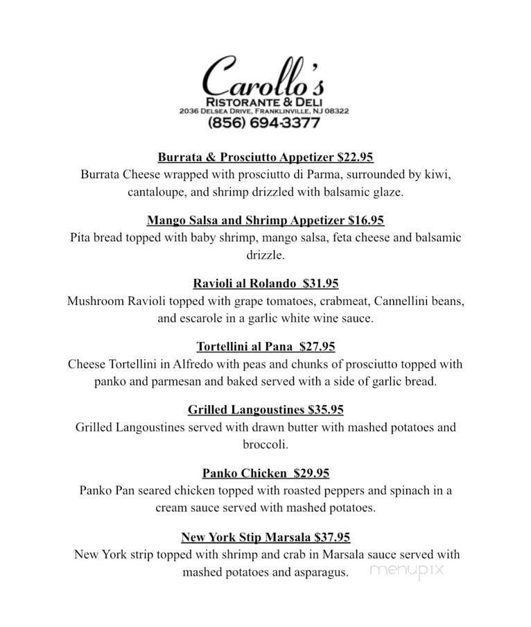 Carollo's - Franklin, NJ menu_pic