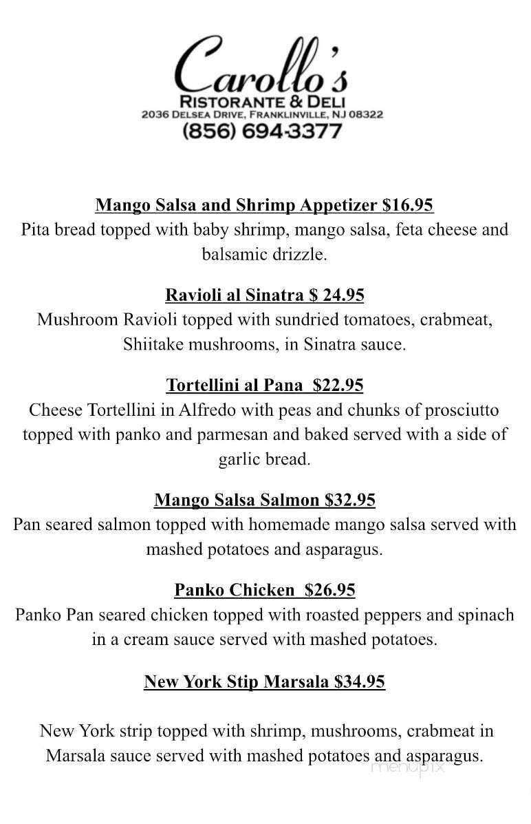 Carollo's - Franklin, NJ menu_pic