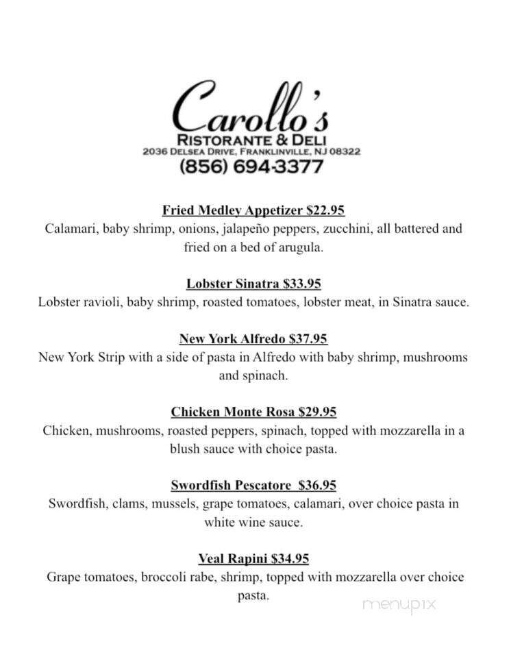 Carollo's - Franklin, NJ menu_pic