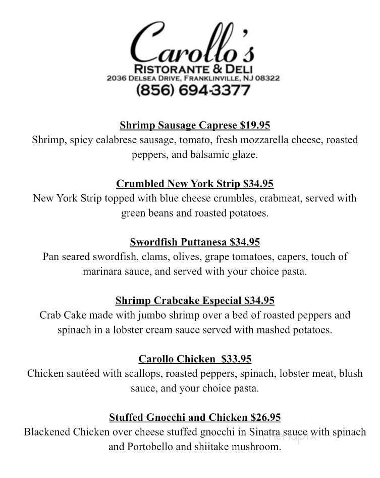 Carollo's - Franklin, NJ menu_pic