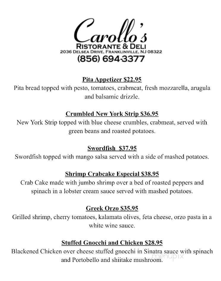Carollo's - Franklin, NJ menu_pic