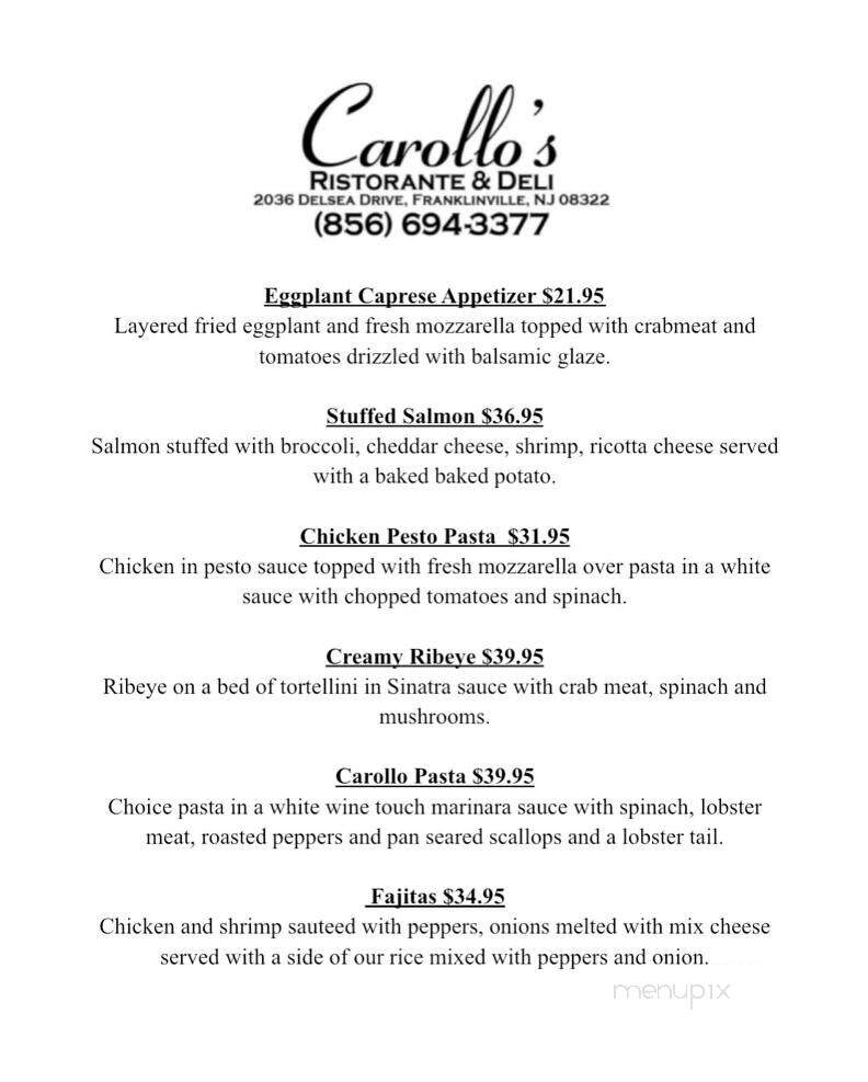 Carollo's - Franklin, NJ menu_pic