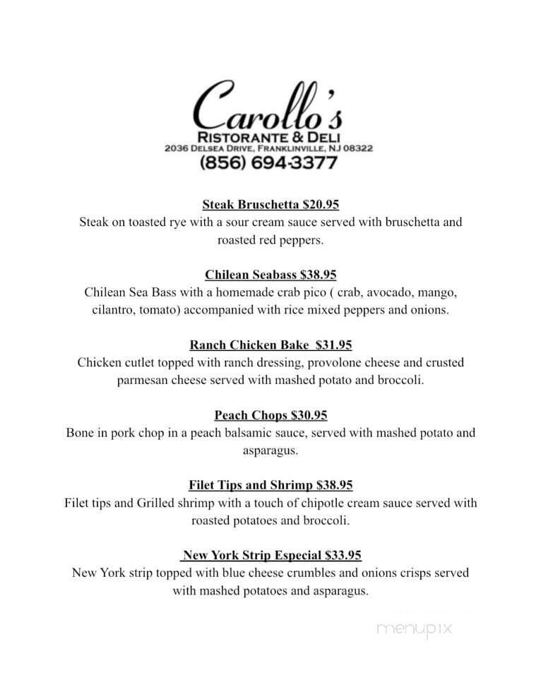 Carollo's - Franklin, NJ menu_pic