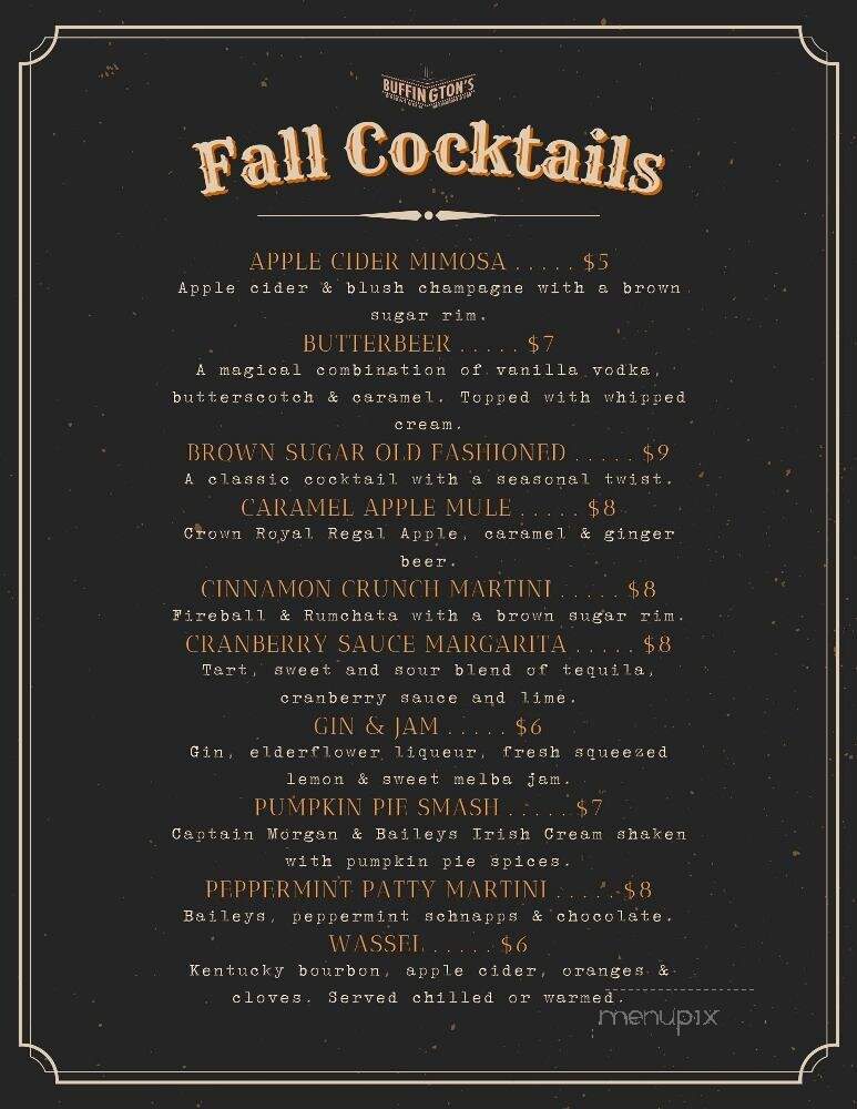 Buffington's - Milledgeville, GA menu_pic