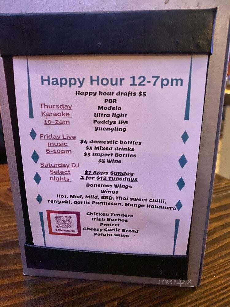 Paddy Power - Merrick, NY menu_pic