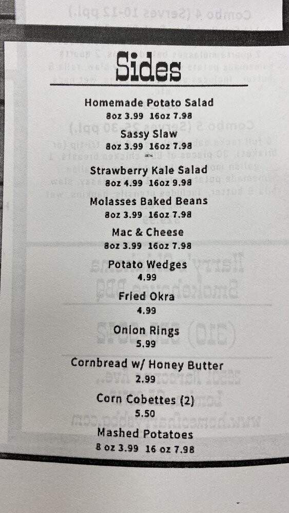Harry's Oklahoma Style Smokehouse BBQ - Lomita, CA menu_pic