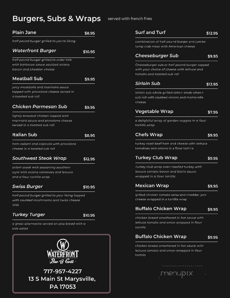 Mr G's Waterfront Tavern - Marysville, PA menu_pic