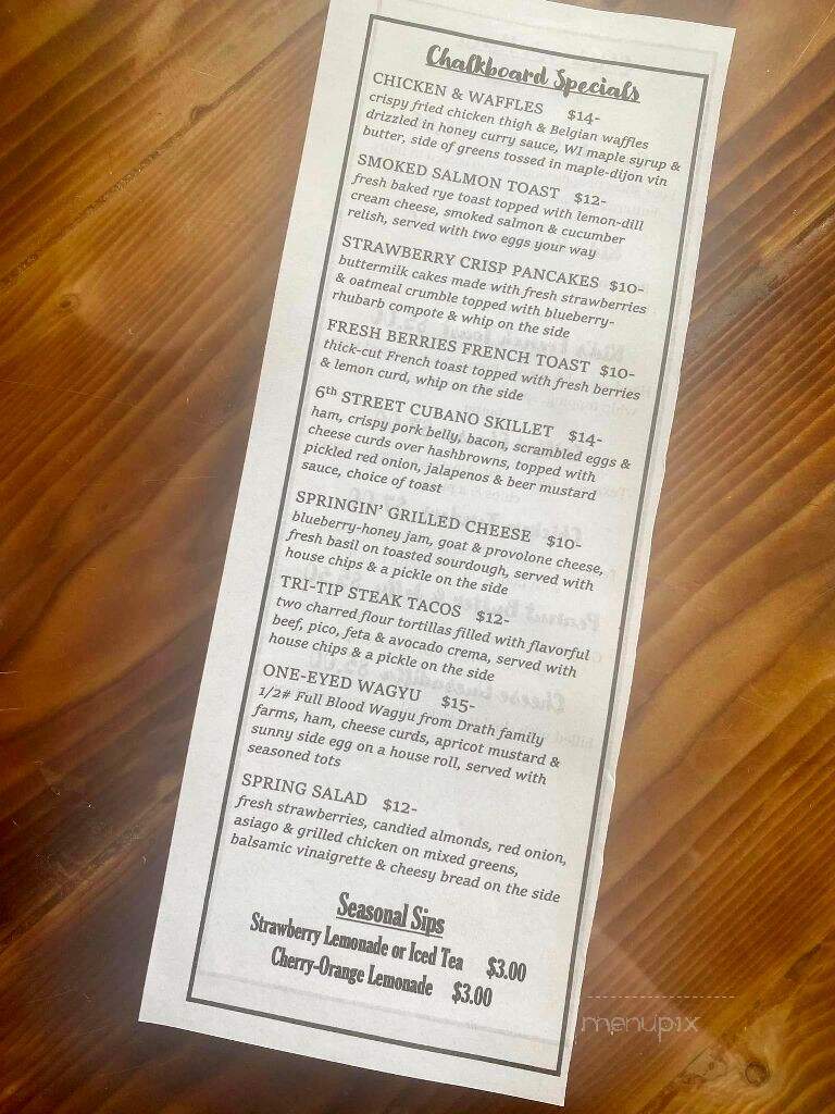 Sixth Street Filling Station - Wausau, WI menu_pic
