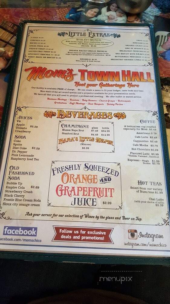 Mom's - Chico, CA menu_pic