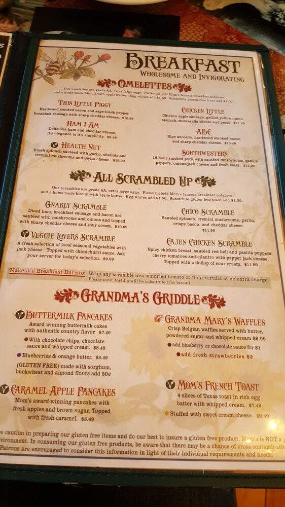 Mom's - Chico, CA menu_pic