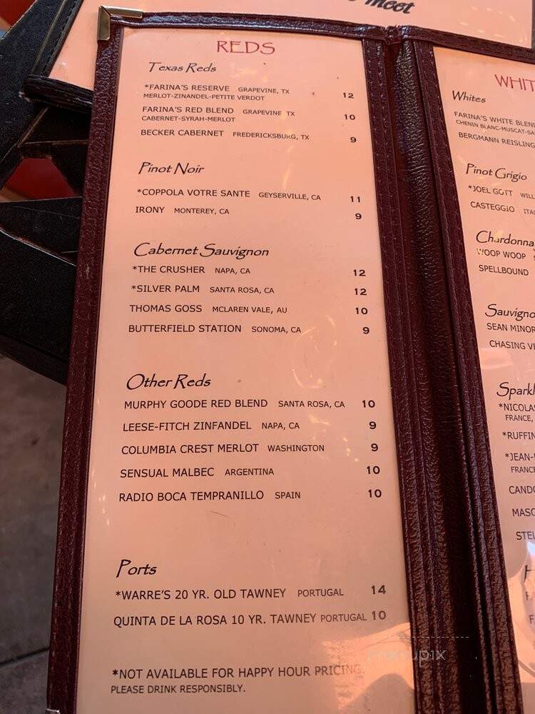 Farinas Winery and Cafe - Grapevine, TX menu_pic