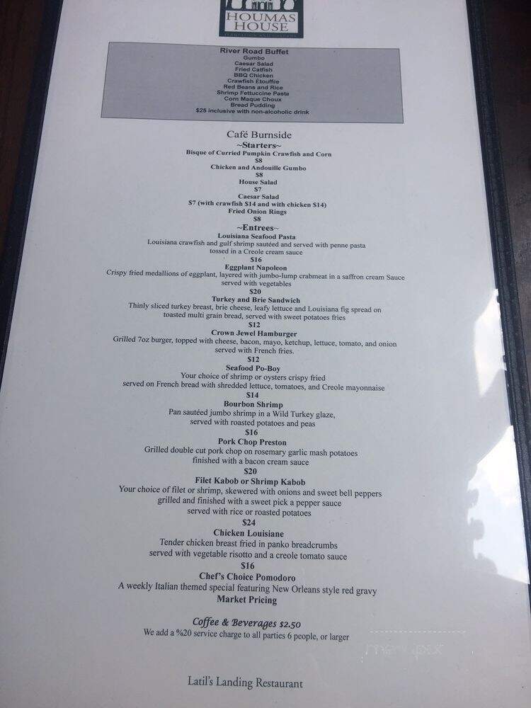 Cafe Burnside - Darrow, LA menu_pic