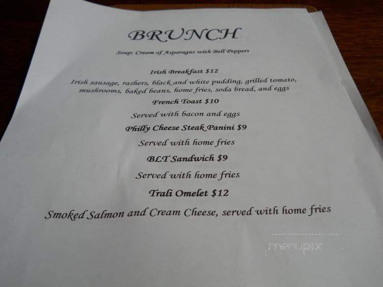 Trali Irish Pub and Restaurant - Raleigh, NC menu_pic