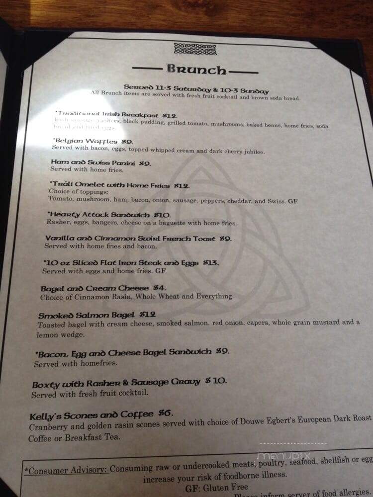 Trali Irish Pub and Restaurant - Raleigh, NC menu_pic