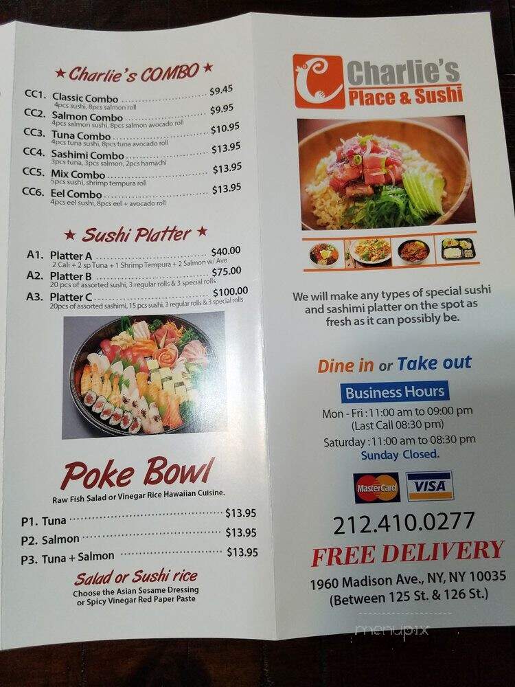 Charlie's Place - New York, NY menu_pic
