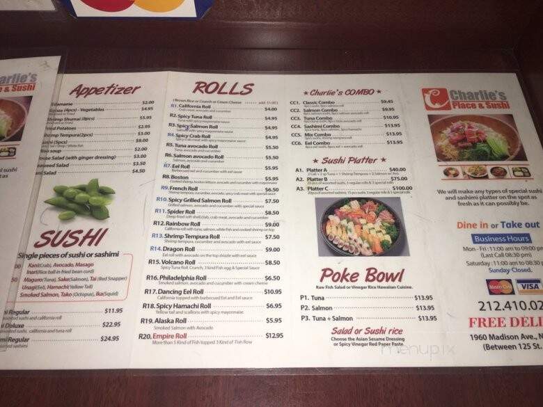 Charlie's Place - New York, NY menu_pic