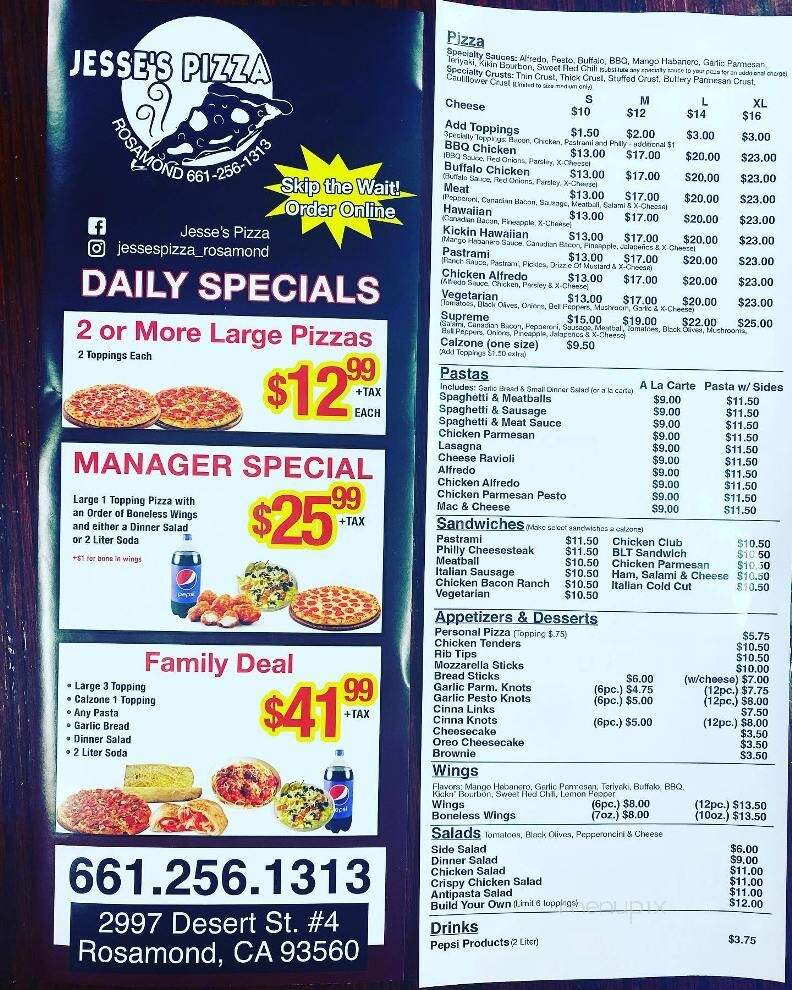 Jesse's Pizza - Rosamond, CA menu_pic