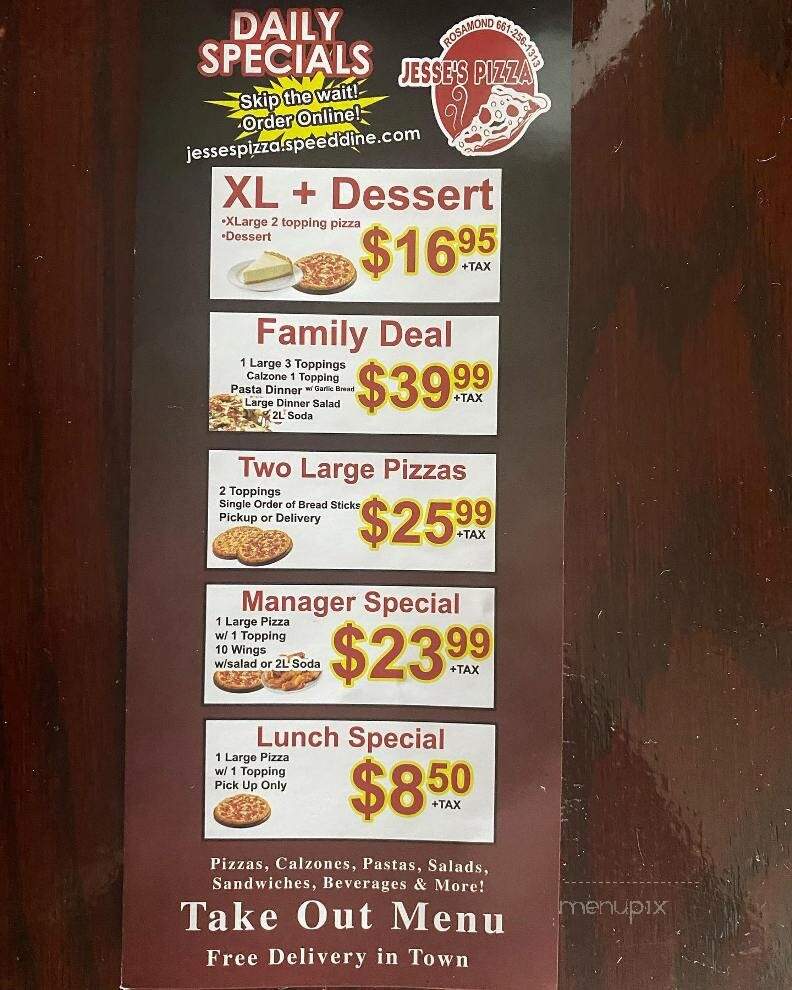 Jesse's Pizza - Rosamond, CA menu_pic