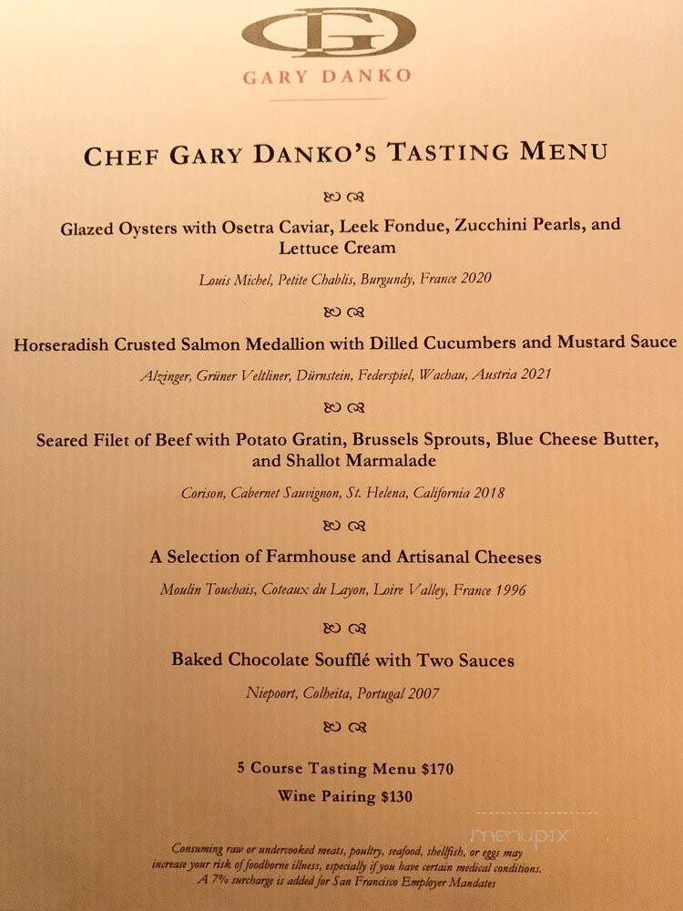 Gary Danko - San Francisco, CA menu_pic
