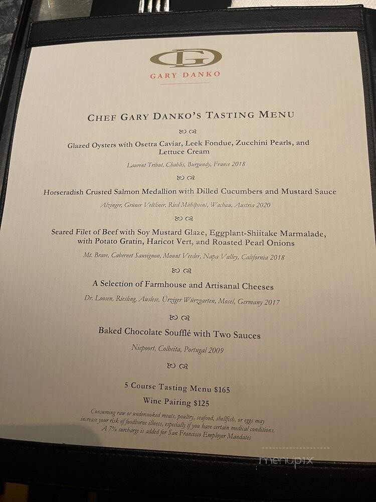 Gary Danko - San Francisco, CA menu_pic