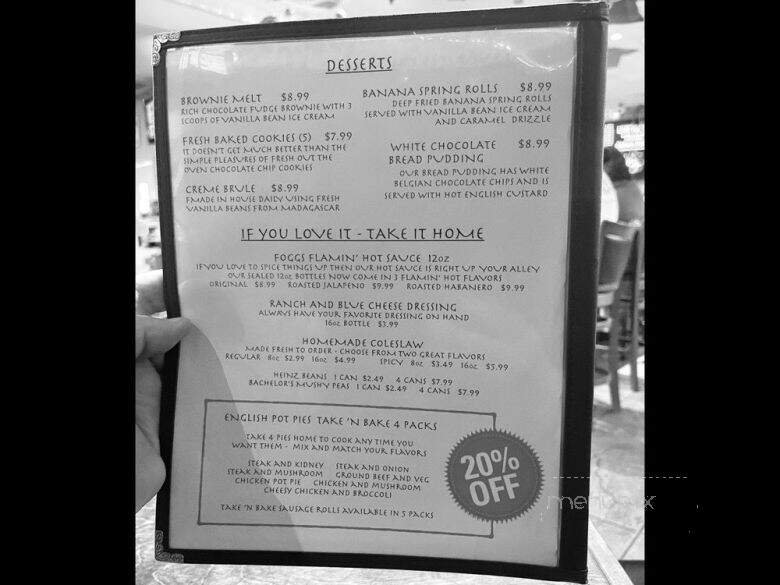 Phileas Fogg's Bar and Restaurant - San Diego, CA menu_pic