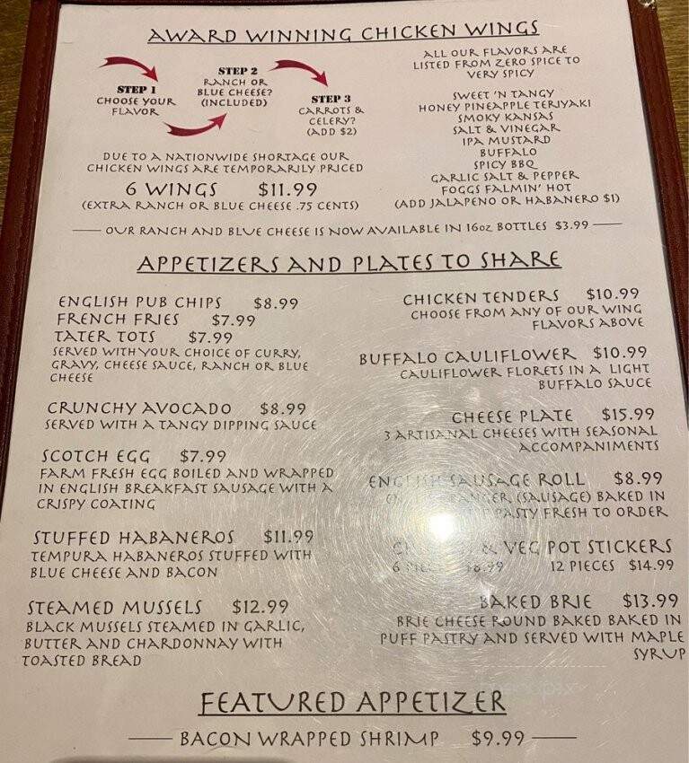 Phileas Fogg's Bar and Restaurant - San Diego, CA menu_pic