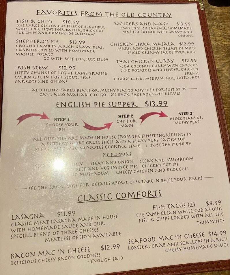 Phileas Fogg's Bar and Restaurant - San Diego, CA menu_pic