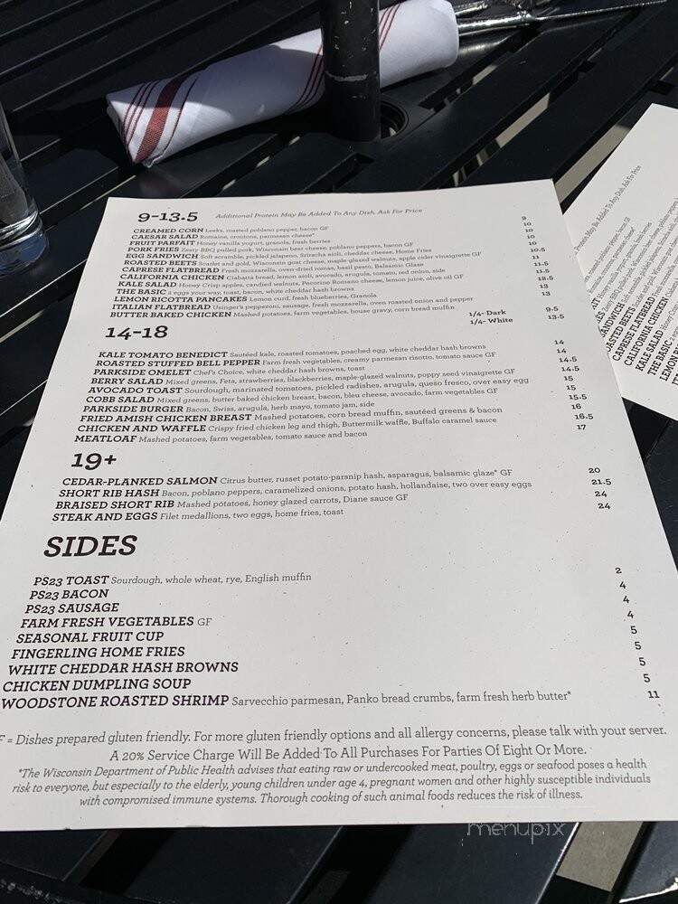ParkSide 23 - Brookfield, WI menu_pic