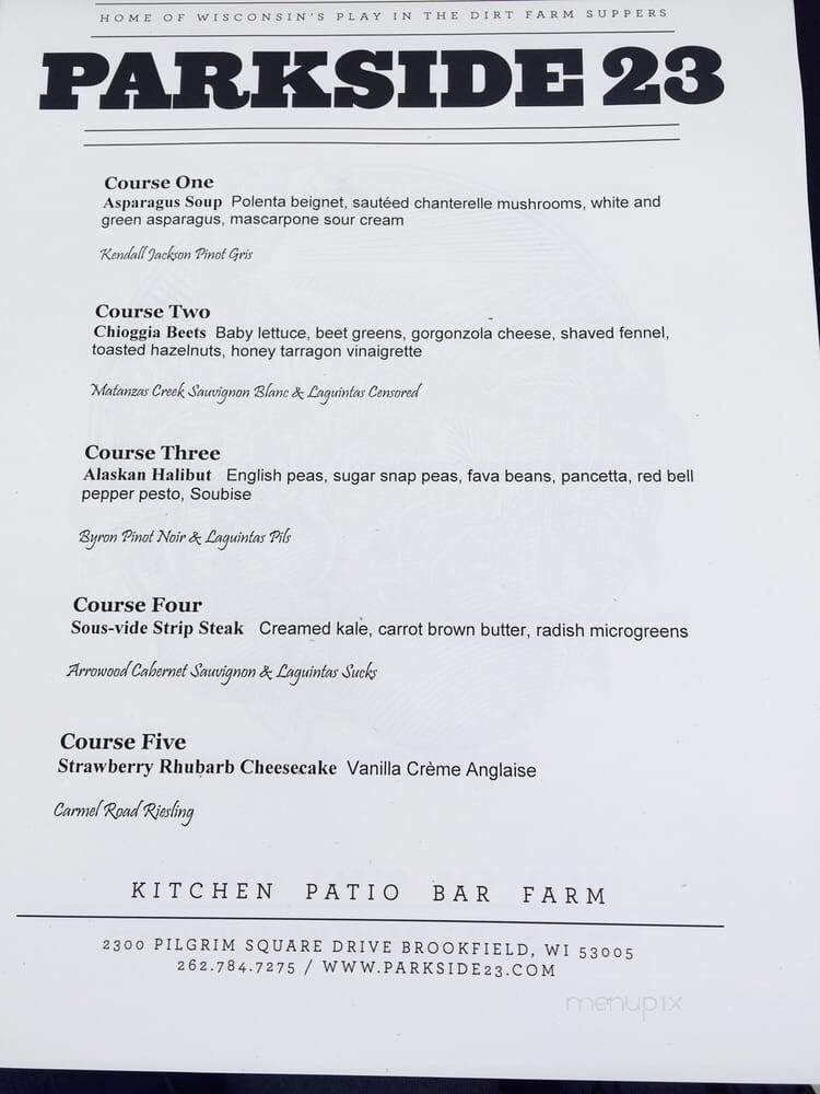 ParkSide 23 - Brookfield, WI menu_pic