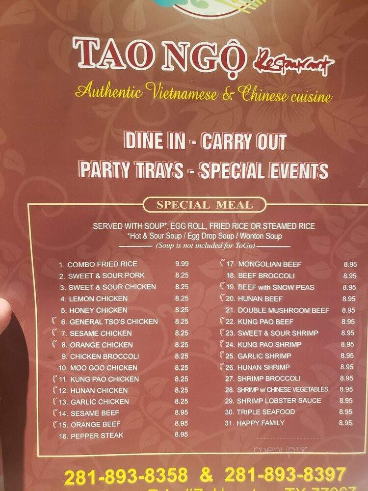 Taongo Restaurant - Houston, TX menu_pic