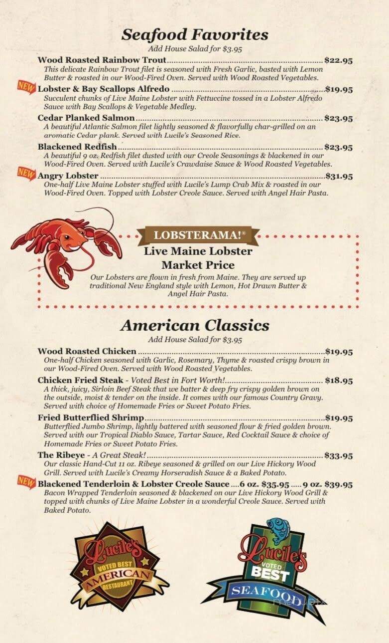 Lucile's Stateside Bistro - Fort Worth, TX menu_pic