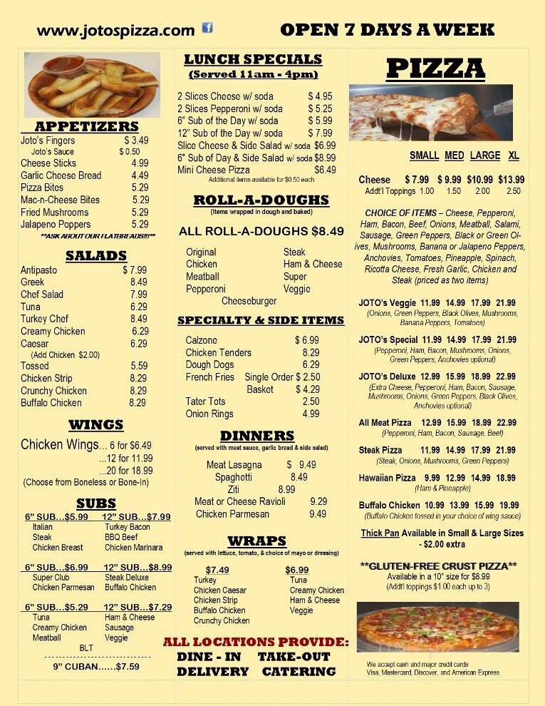 Joto's Pizza - Seminole, FL menu_pic