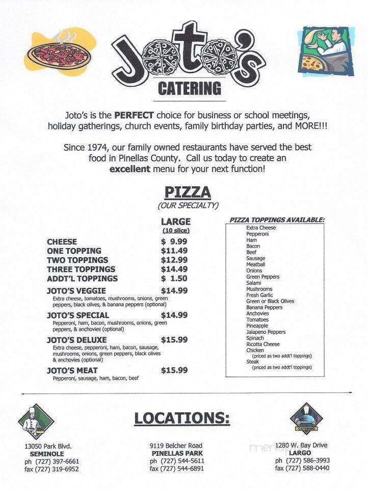 Joto's Pizza - Seminole, FL menu_pic