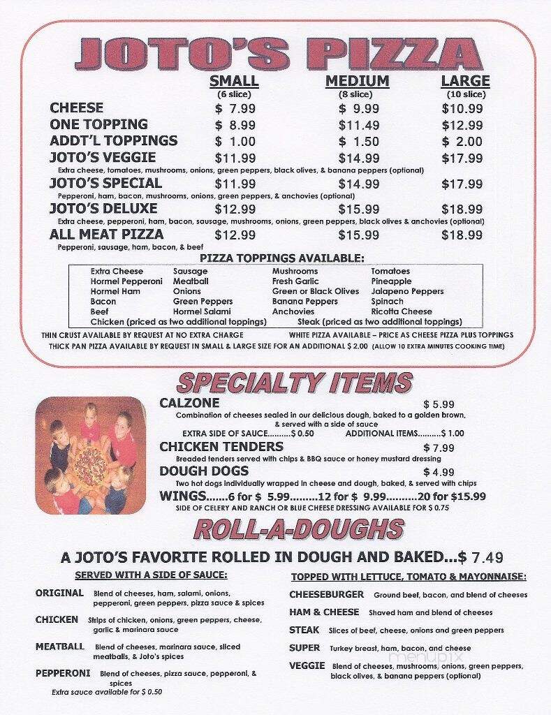 Joto's Pizza - Seminole, FL menu_pic