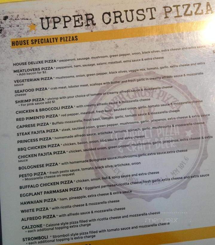 Upper Crust Pizza - Key Largo, FL menu_pic