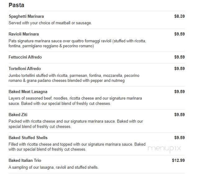 Pat's Pizzeria - New Castle, DE menu_pic